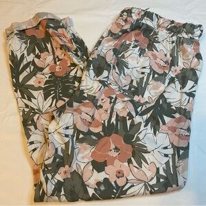 C&C California Floral Ankle Pants - Green, Pink, White